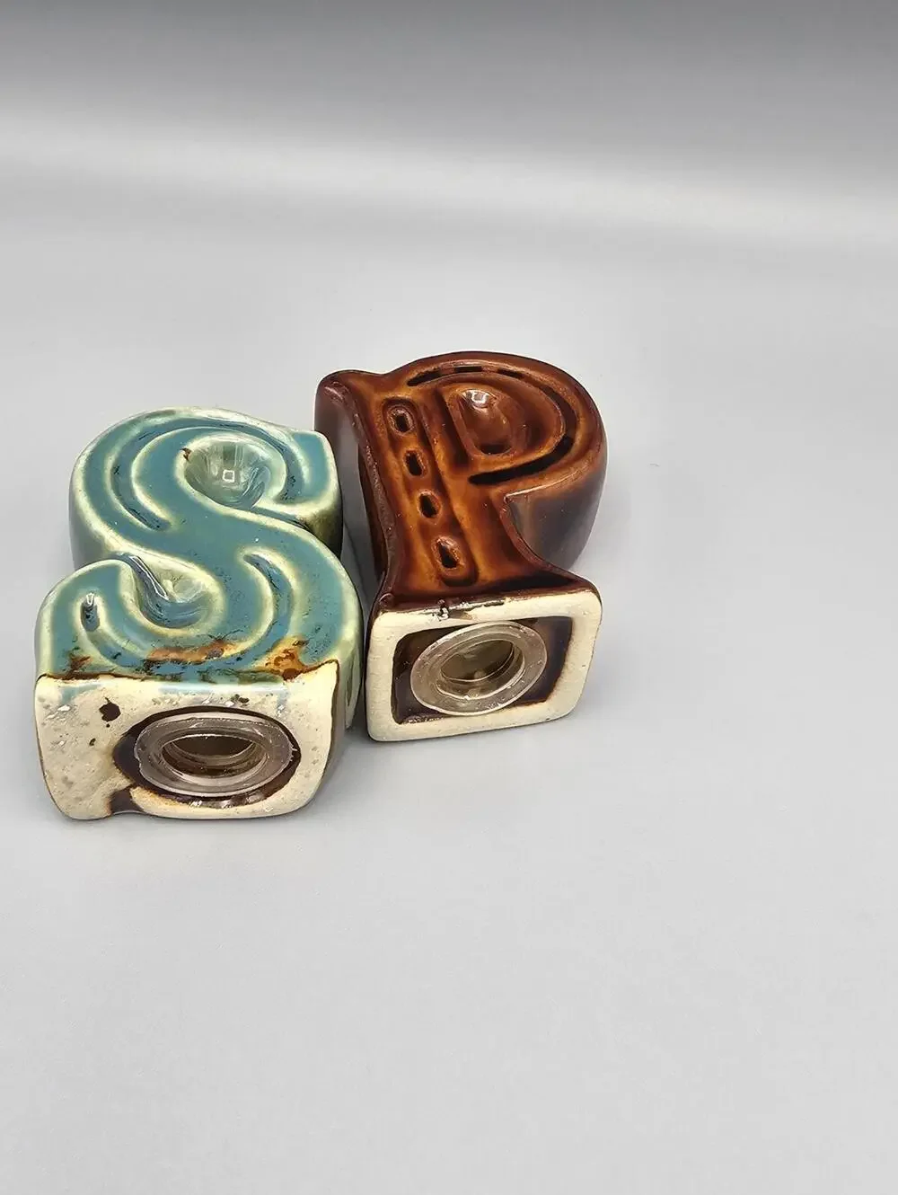 Vintage Ceramic S and P Letter Salt and Pepper Shakers